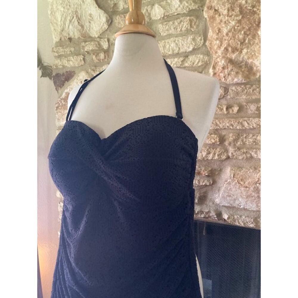 2010's Merona Black Crochet Overlay Bustier Swimsuit - L